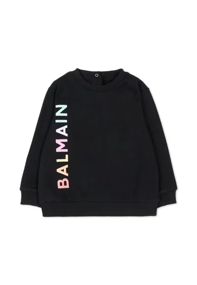 Balmain Black Sweatshirt For Babykids With Logo