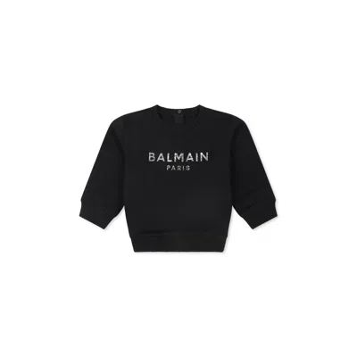 Balmain Black Sweatshirt For Babykids With Logo