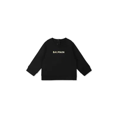 Balmain Black Sweatshirt For Babykids With Logo