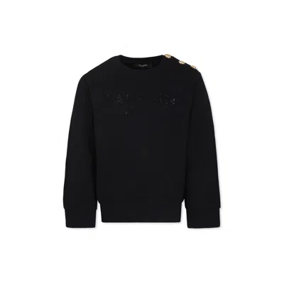 Balmain Kids' Black Sweatshirt For Girl With Logo