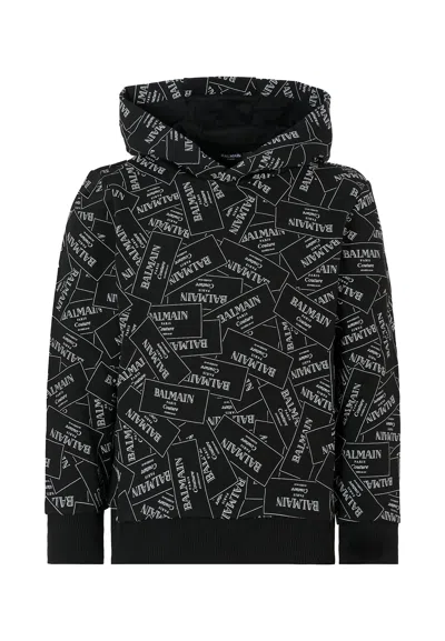 Balmain Black Sweatshirt For Kids With Logo