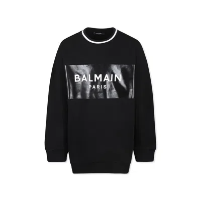 Balmain Black Sweatshirt For Kids With Logo