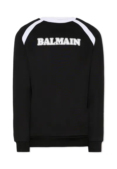 Balmain Black Sweatshirt For Kids With Logo