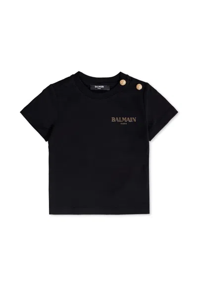 Balmain Black T-shirt For Baby Girl With Logo