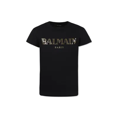 Balmain Kids' Black T-shirt For Girl With Logo