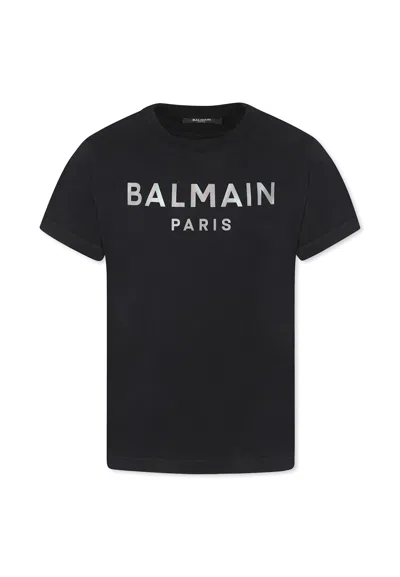 Balmain Kids' Black T-shirt For Girl With Logo