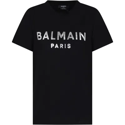 Balmain Black T-shirt For Kids With Logo