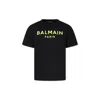 Balmain Black T-shirt For Kids With Logo In Black