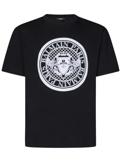 Balmain Black T-shirt With Bold Circular Graphic Design