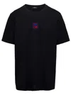 BALMAIN BLACK T-SHIRT WITH FRONT LOGO EMBROIDERY IN ORGANIC COTTON MAN
