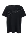 Balmain Men Black T-shirt With Logo Lettering On The Front In Cotton Man In Black
