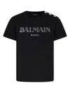 Balmain Logo-embroidered Organic Cotton T-shirt In Black
