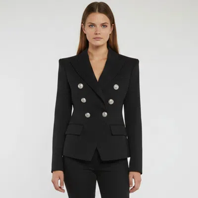 Pre-owned Balmain Black Textured Cotton Blend Double Breasted Jacket M