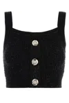 Balmain Black Viscose Cotton Tops