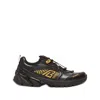 Balmain Cosmic Dust Glazed Leather Trainers In Black