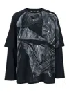 Balmain Leather Trompe L'œil Ls T-shirt In Black