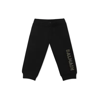 Balmain Black Trousers For Babykids With Logo