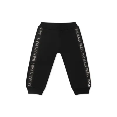 Balmain Black Trousers For Babykids With Logo