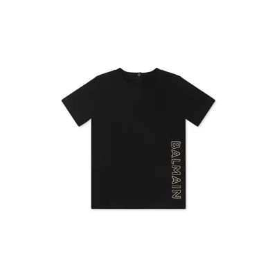 Balmain Black Trousers For Babykids With Logo