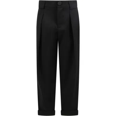 Balmain Kids' Black Trousers For Boy With Logo Patch