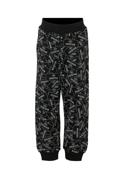 Balmain Black Trousers For Kids With Logo