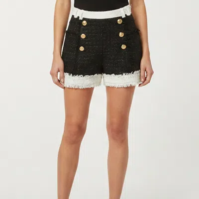 Pre-owned Balmain Black Tweed Embellished Shorts S