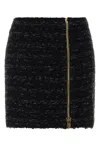 Balmain Textured Fabric High Waist Mini Skirt In Black