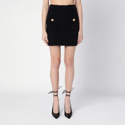 Balmain Black Tweed Miniskirt With Buttons