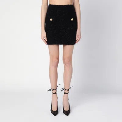 BALMAIN BLACK TWEED MINISKIRT WITH BUTTONS