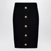 Balmain Knitted Vichy A-line Skirt With Jewel Buttons In Black