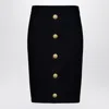 Balmain Knitted Vichy A-line Skirt With Jewel Buttons In Black