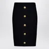 Balmain Knitted Vichy A-line Skirt With Jewel Buttons