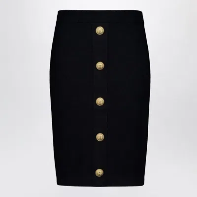 Balmain Button Zipper Midi Skirt In Black