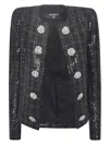 Balmain Sequin-embellished Tweed Jacket In Black