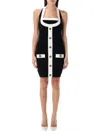 Balmain Black Dress With Square Neckline And Decorative Buttons In Black