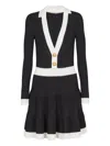 Balmain Colorblock Twisted Cable Long Sleeve Sweater Dress In Black