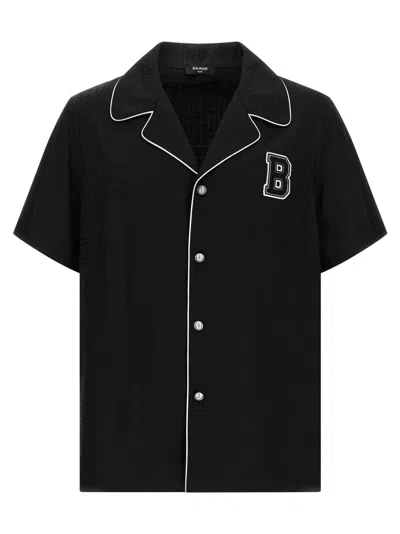 BALMAIN BLACK VARSITY SHIRT