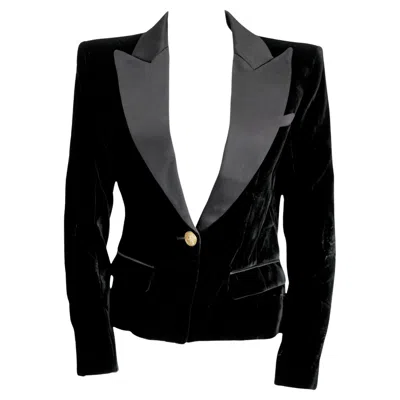 Pre-owned Balmain Black Velvet Blazer