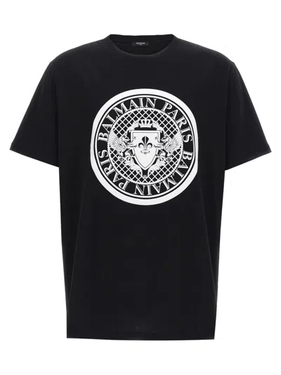 BALMAIN BLACK VELVET LOGO T-SHIRT