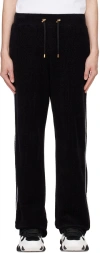 Balmain Black Velvet Monogram Kiss Jersey Sweatpants In 0pa Noir