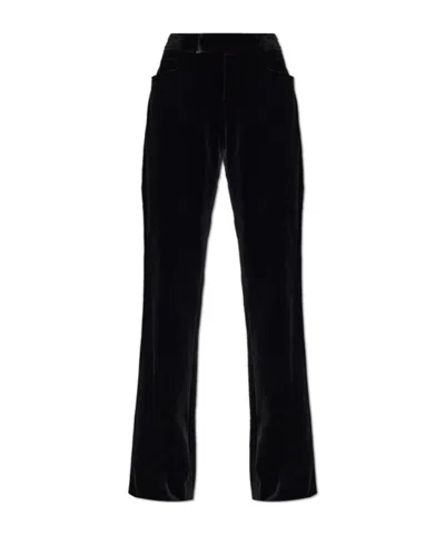 Balmain Straight-leg Velvet Trousers In Black