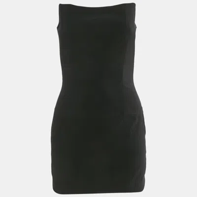 Pre-owned Balmain Black Velvet Strapless Mini Dress M