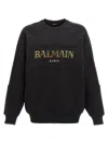 Balmain Crew Neck Logo Print Raglan Sleeve Sweatshirt In Black