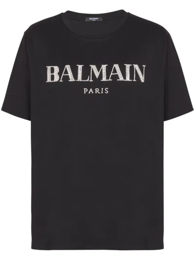 Balmain Vintage Crystal-embellished T-shirt In Black