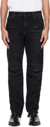 Balmain Regular Biker Denim Pants In Black