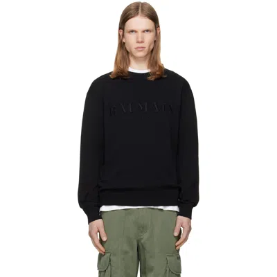 Balmain Black Vintage Embroidered Cotton Sweater