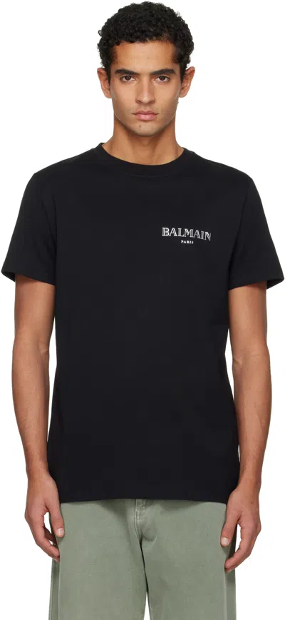 Balmain Black Vintage Gel '' Logo T-shirt