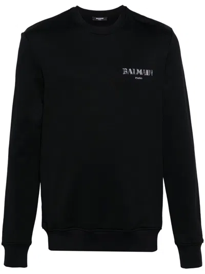Balmain Black Vintage Rubber-logo Sweatshirt