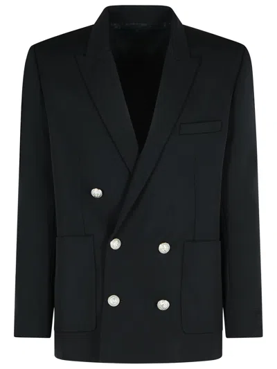 Balmain Black Virgin Wool Blazer Men
