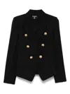 Balmain Double-breasted Wool Fitted Jacket In Black